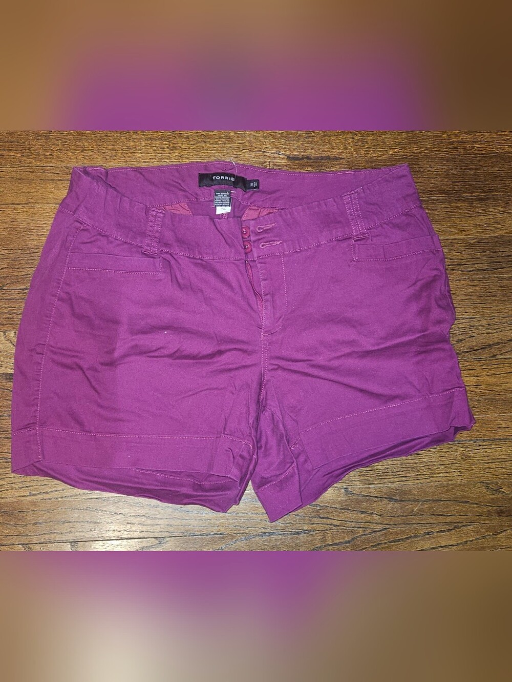 Torrid Magenta High-Waist Cotton Blend Shorts Size 20
